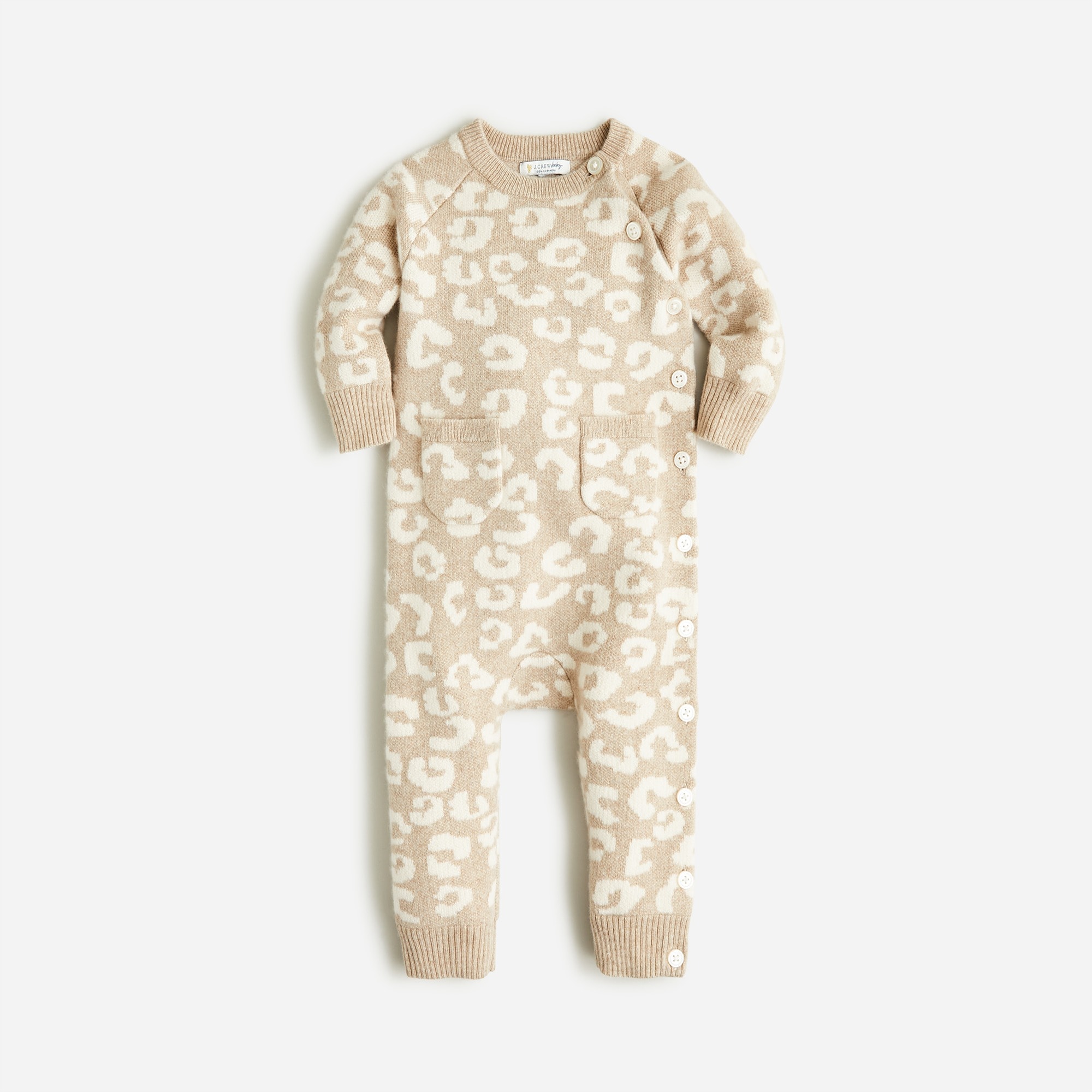 babys Limited-edition baby cashmere one-piece in leopard