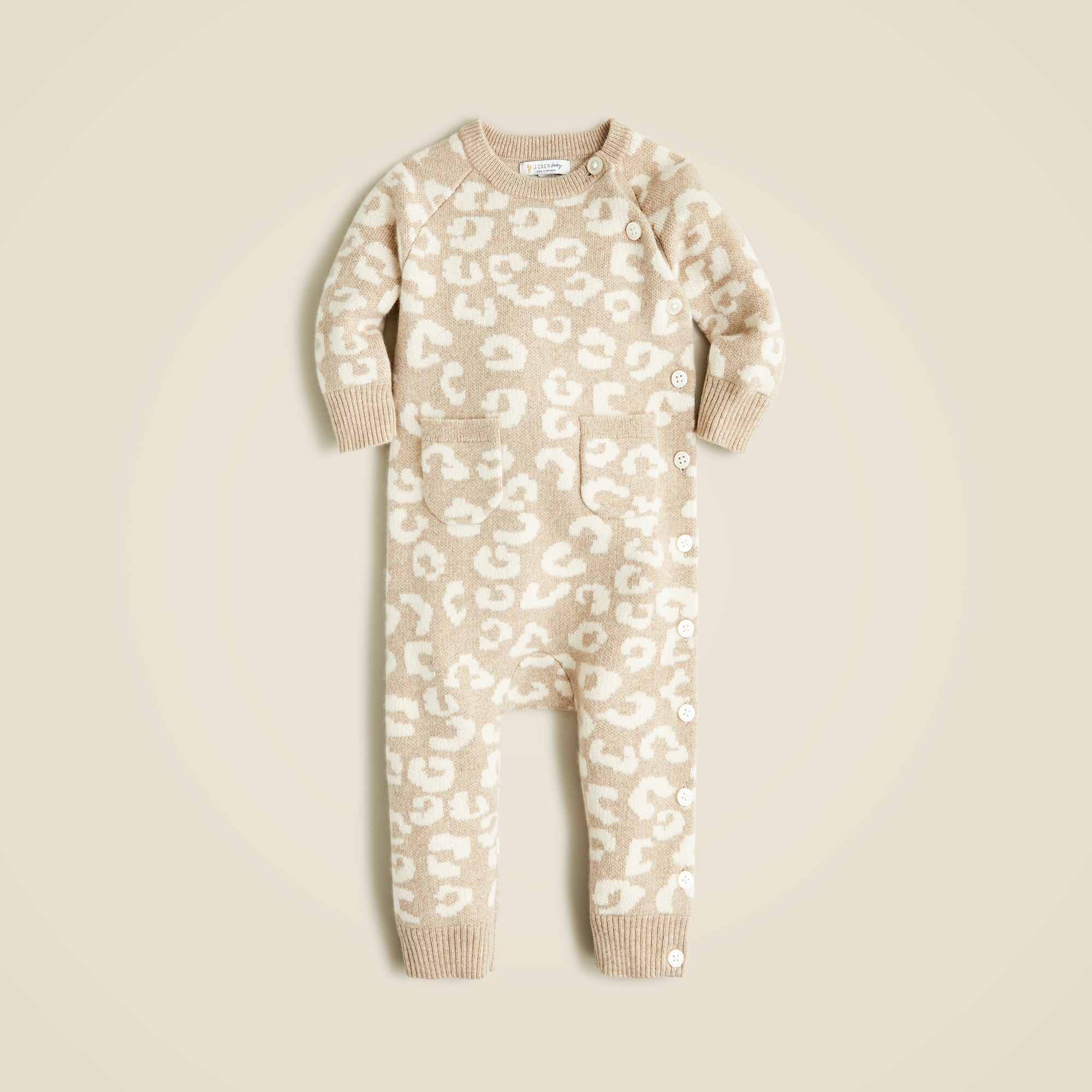 babys Limited-edition baby cashmere one-piece in leopard