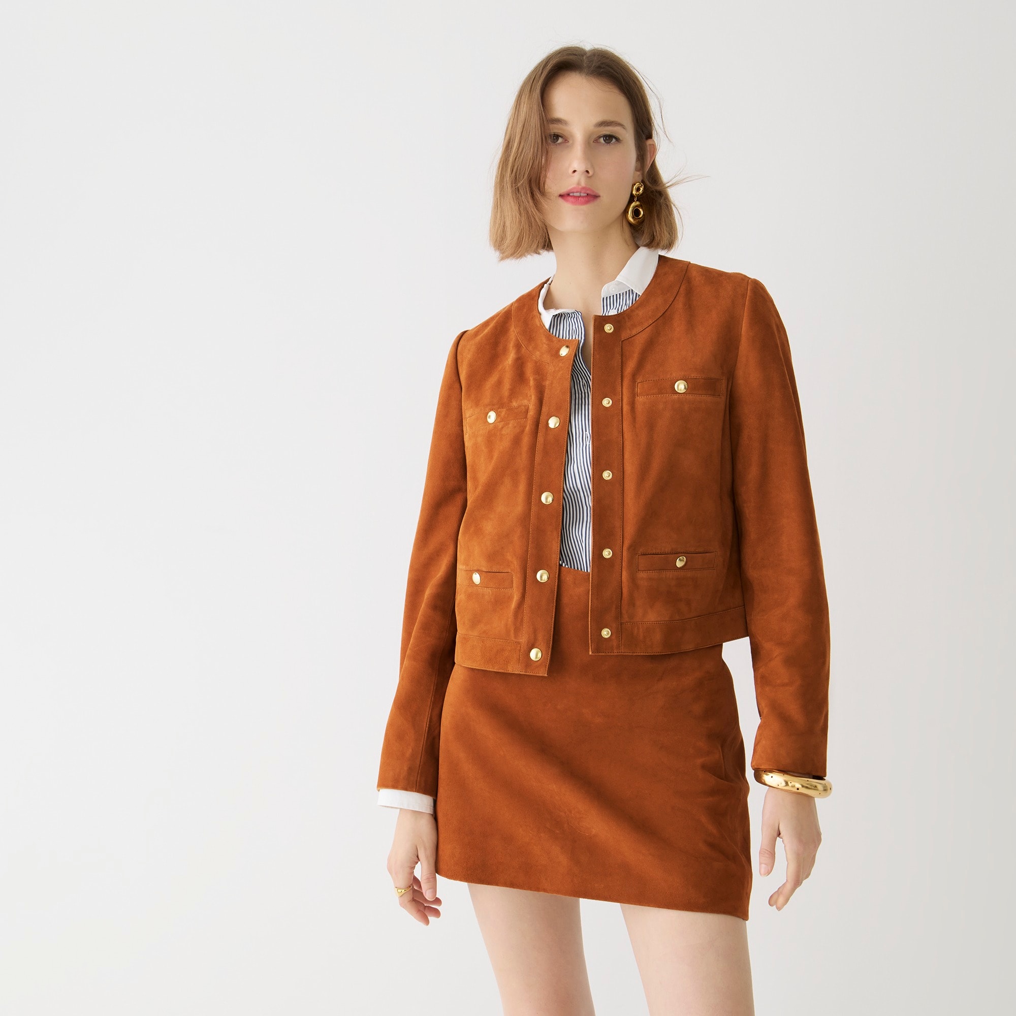 Collection cropped lady jacket in suede