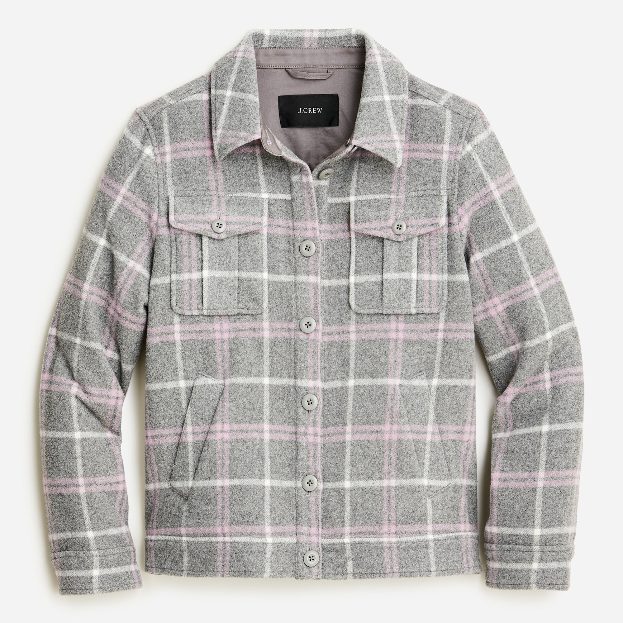 J.Crew: Shirt-jacket In Stretch Wool-blend Plaid For Women