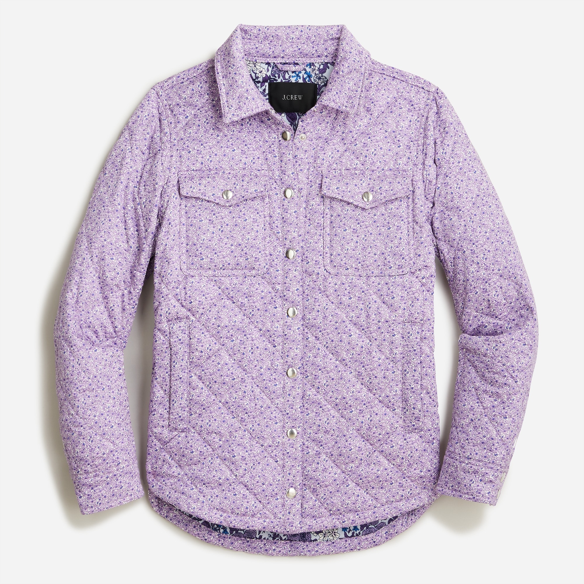 J.Crew Quilted Shirtjacket In Mixed Floral For Women