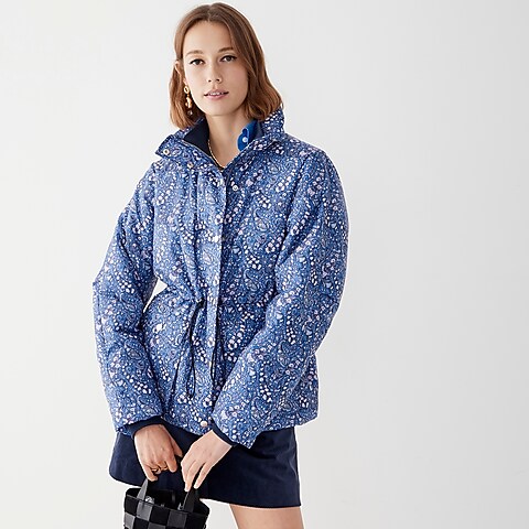 womens Cinched-waist puffer jacket in Liberty® Bourton Bloom fabric