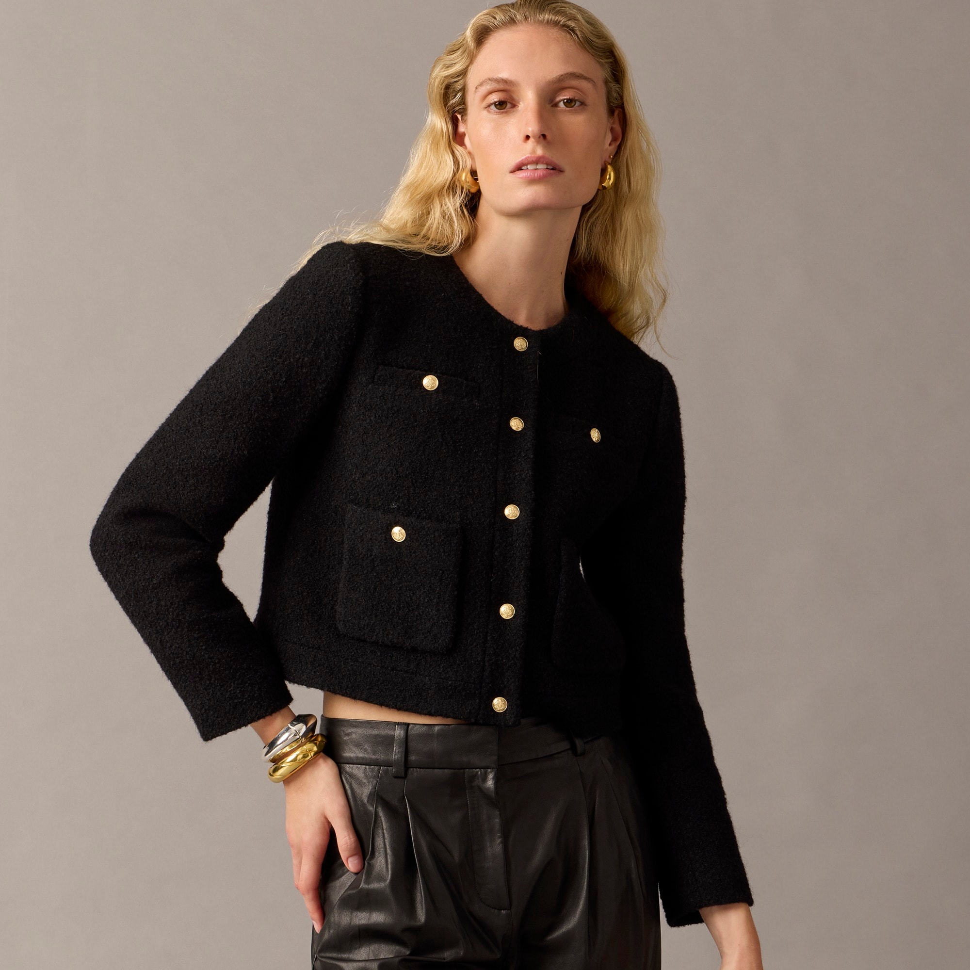 j.crew: collection cropped lady jacket in italian wool-blend bouclé for women