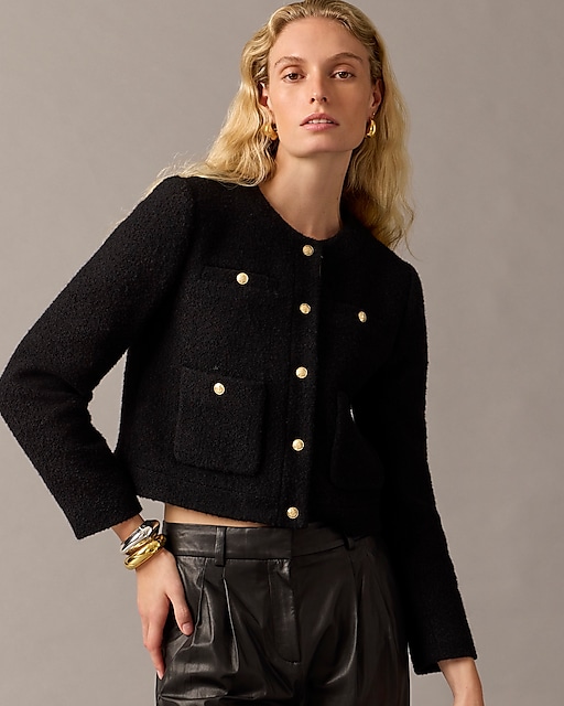 womens Collection cropped lady jacket in Italian wool-blend bouclé