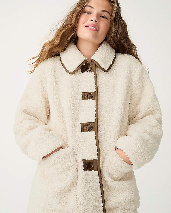 j.crew: teddy sherpa jacket for women, right side, view zoomed