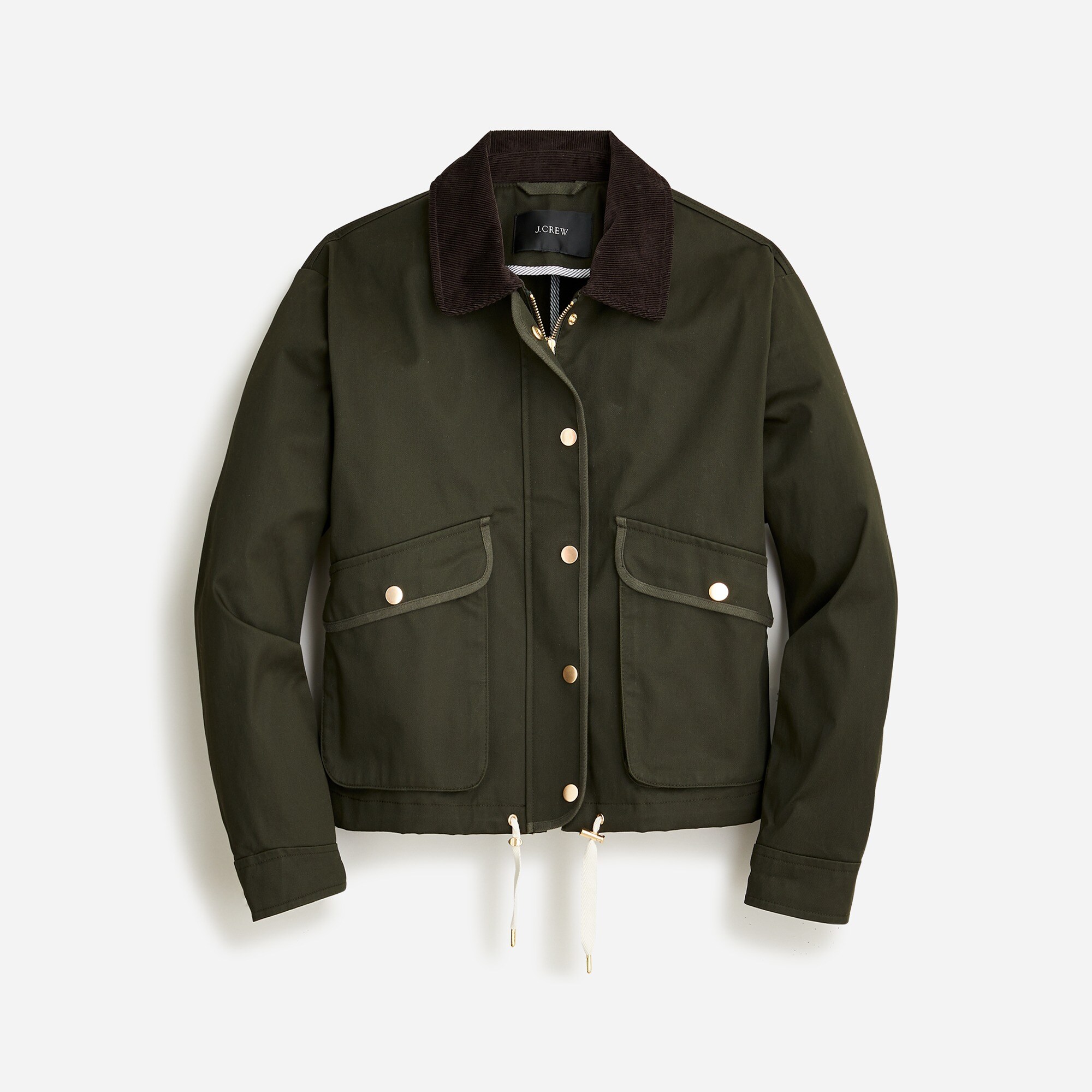 Green cropped ripstop-cotton barn jacket