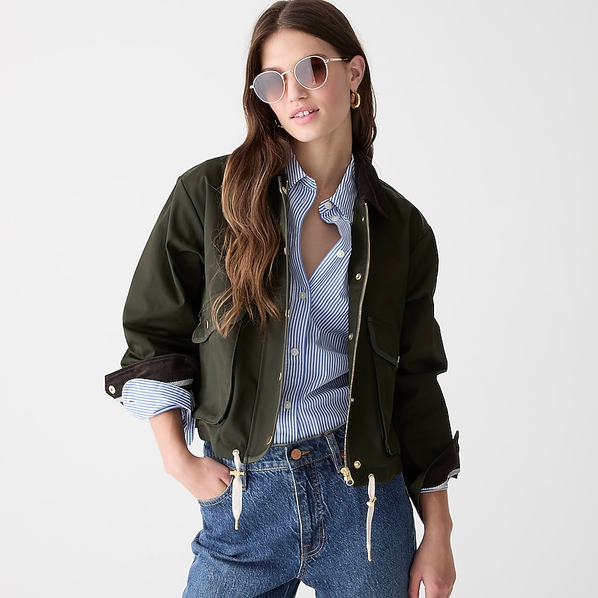 j.crew: new cropped barn jacket for women, right side, view zoomed