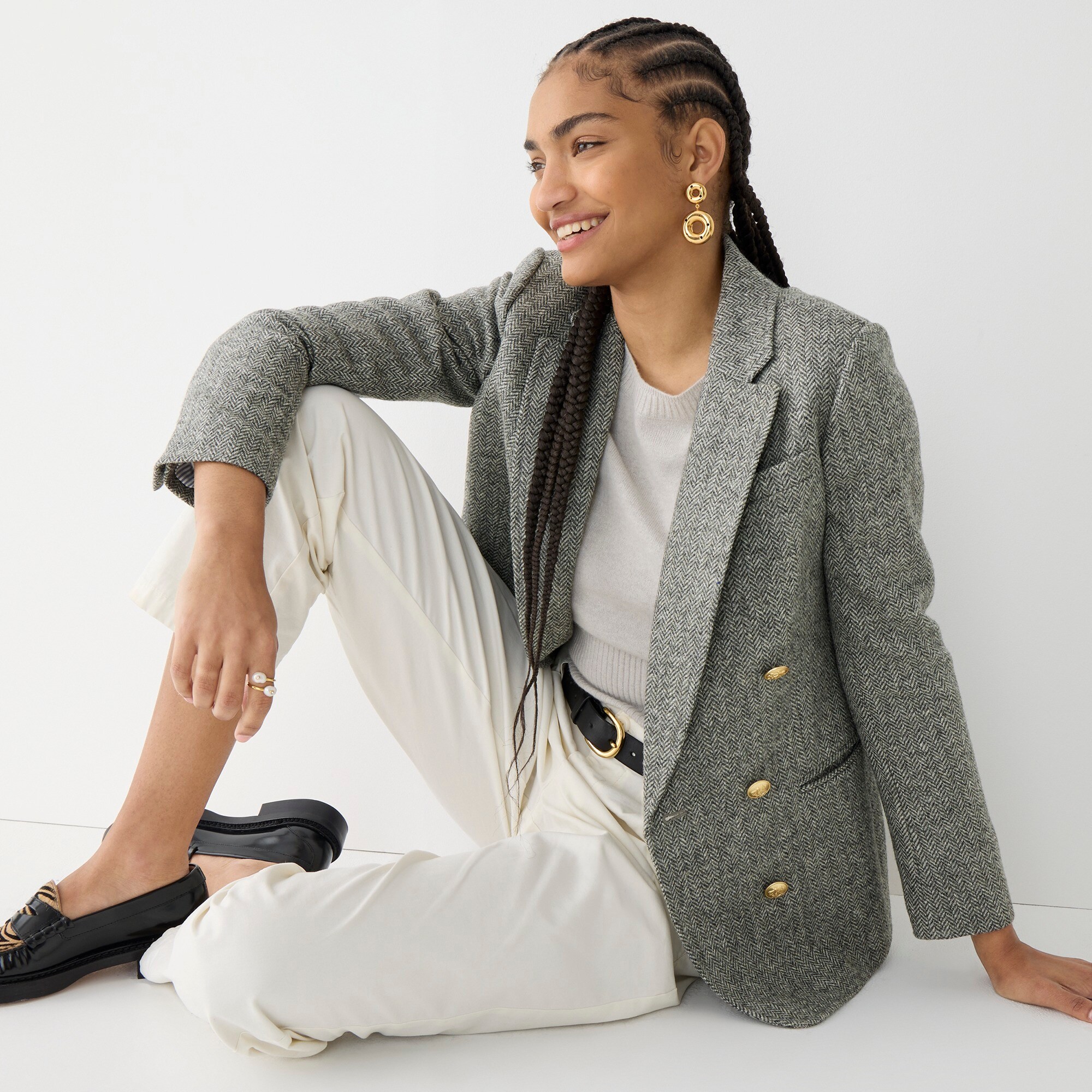 J.Crew Bristol Blazer In Graphite Herringbone Wool For Women