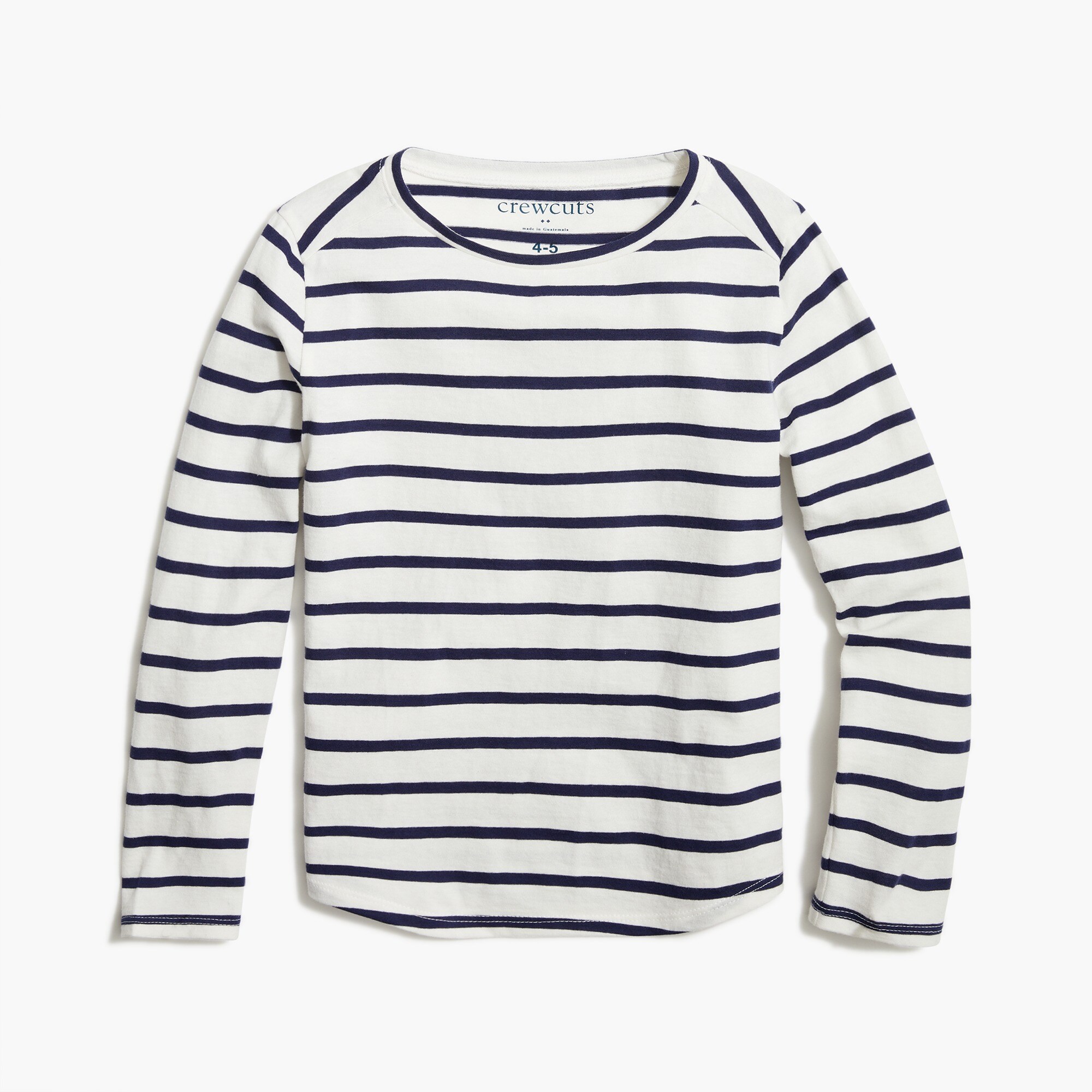 girls' striped long-sleeve tee with shirttail hem for girls