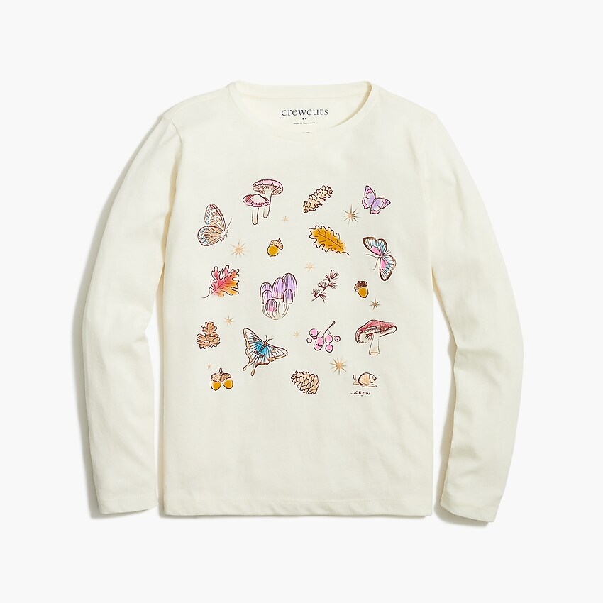 factory: girls' butterfly graphic tee for girls, right side, view zoomed