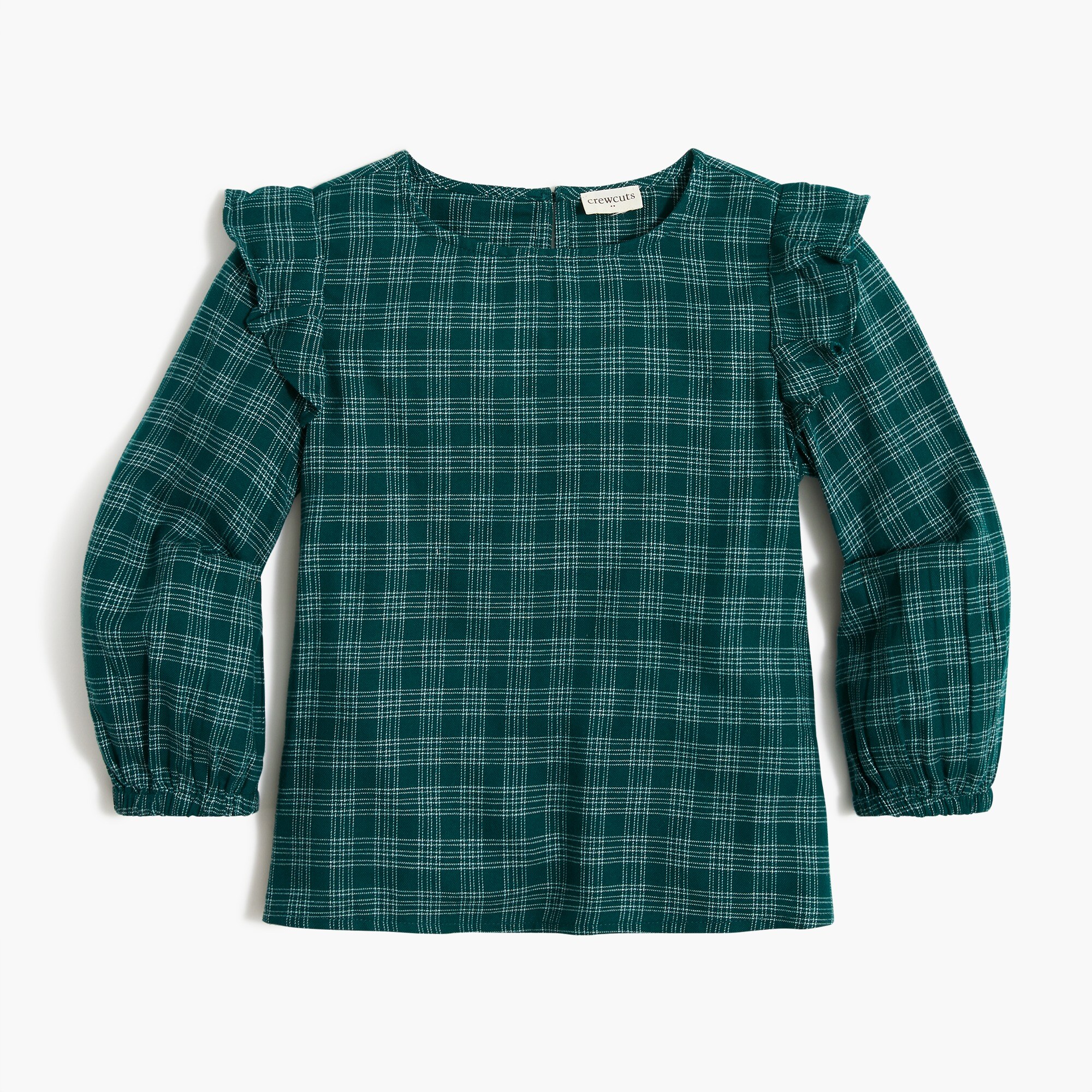 Girls' flannel ruffle top