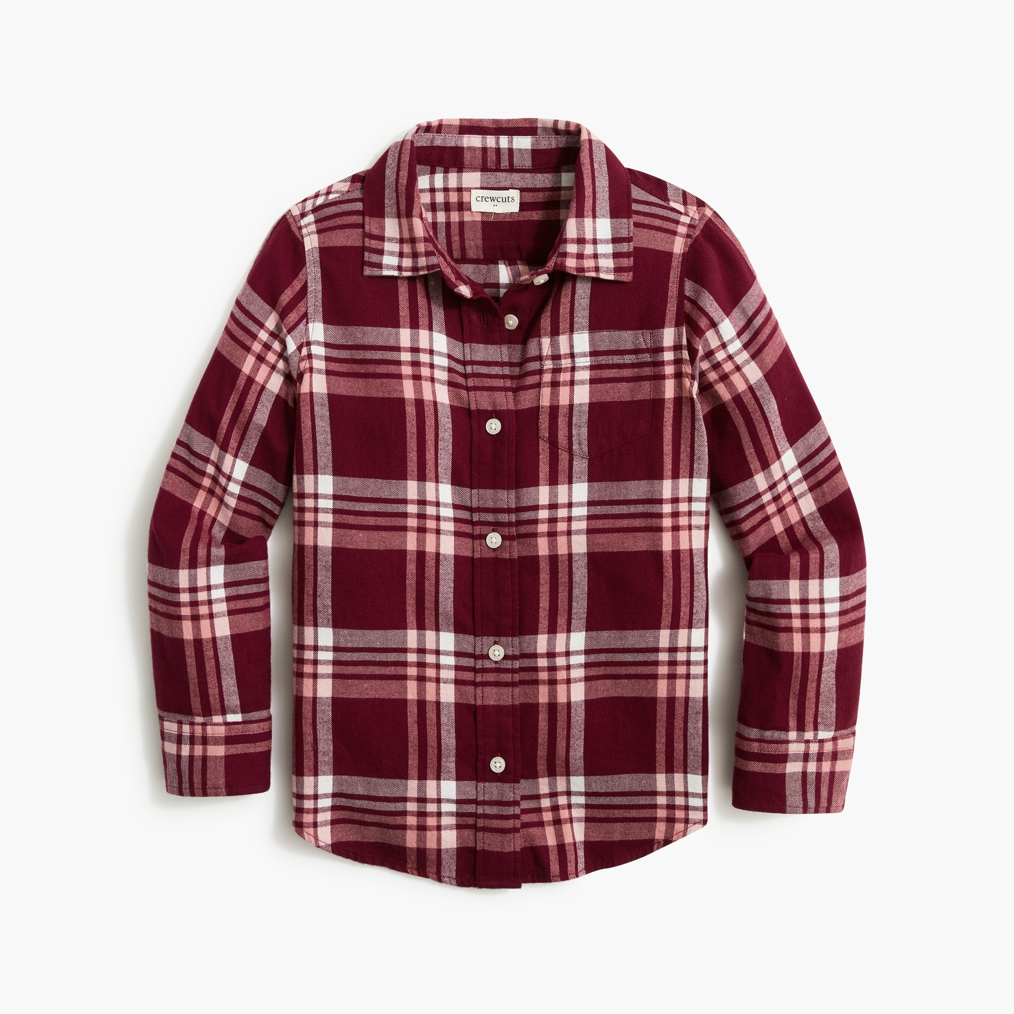 Girls' berry button-up flannel shirt
