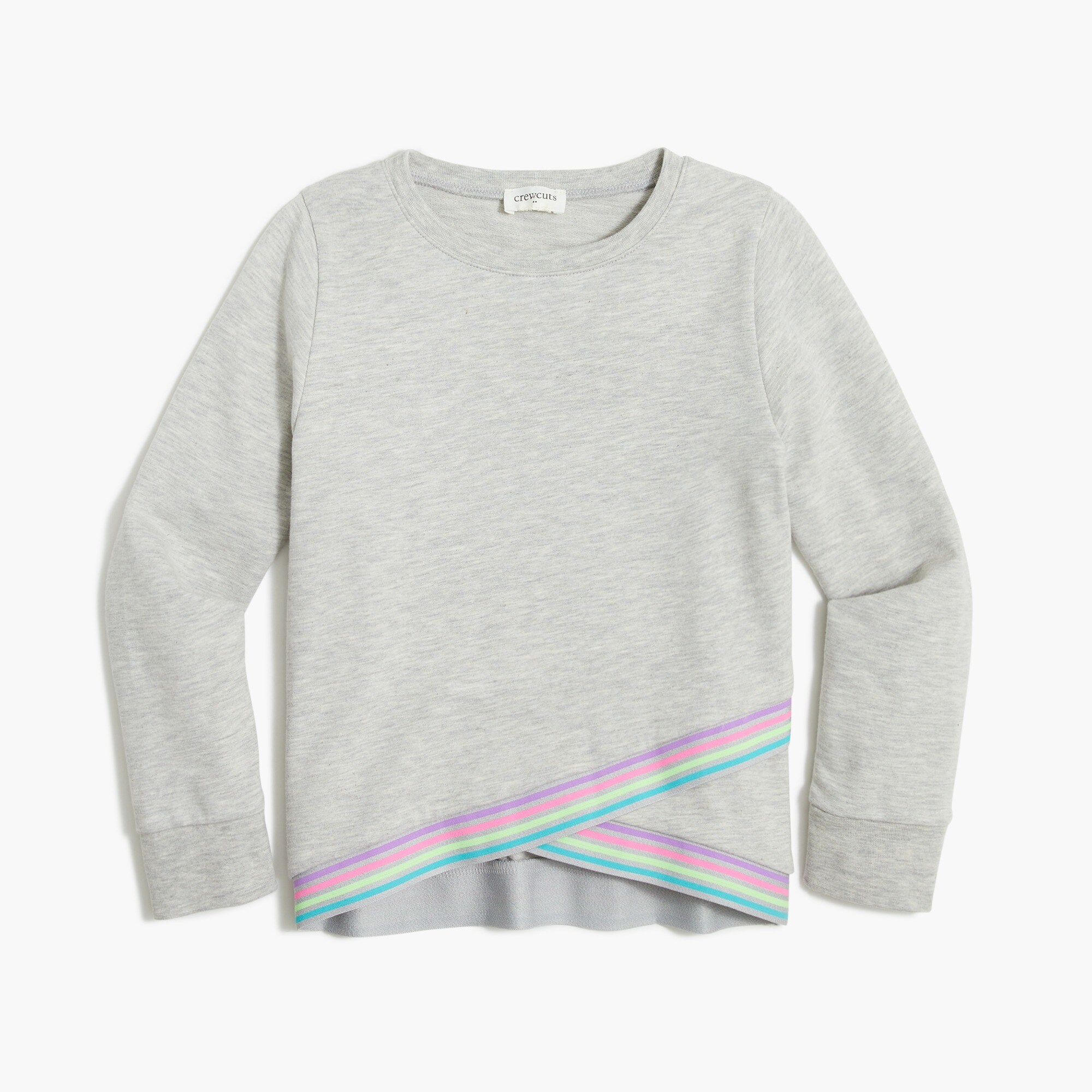 Girls' crewneck sweatshirt with rainbow trim