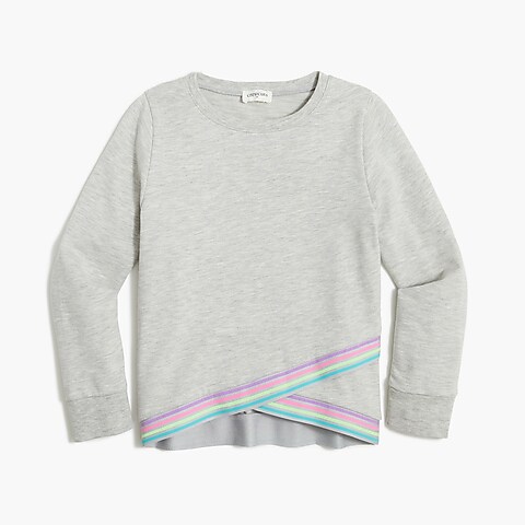  Girls' crewneck sweatshirt with rainbow trim