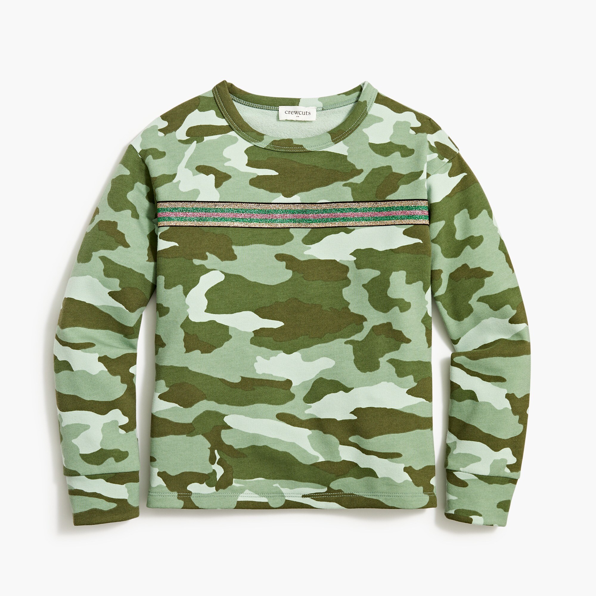 Girls' rainbow camo crewneck sweatshirt
