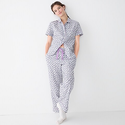 womens Cotton poplin short-sleeve pajama set in peony floral