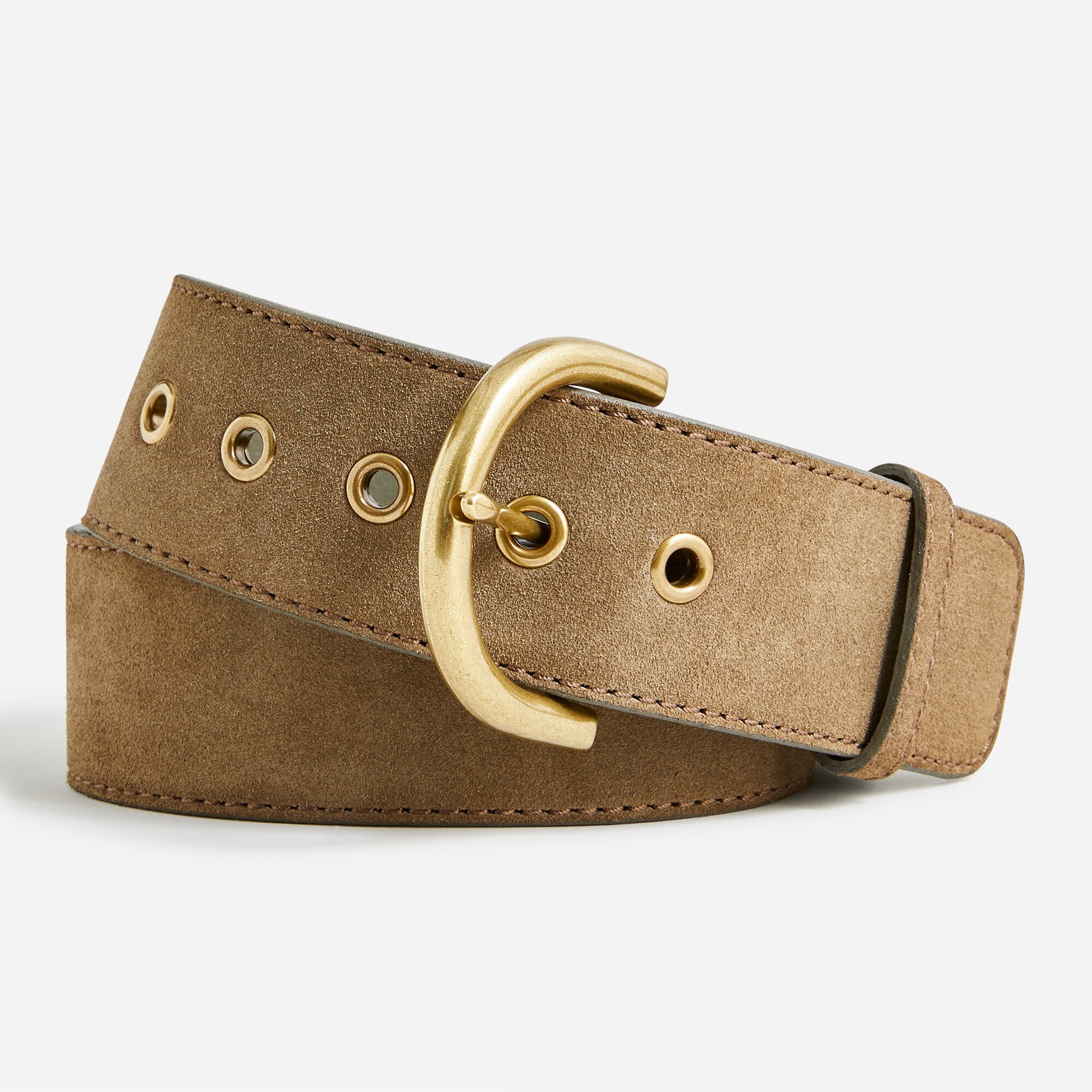 Wide D-ring belt in Italian suede
