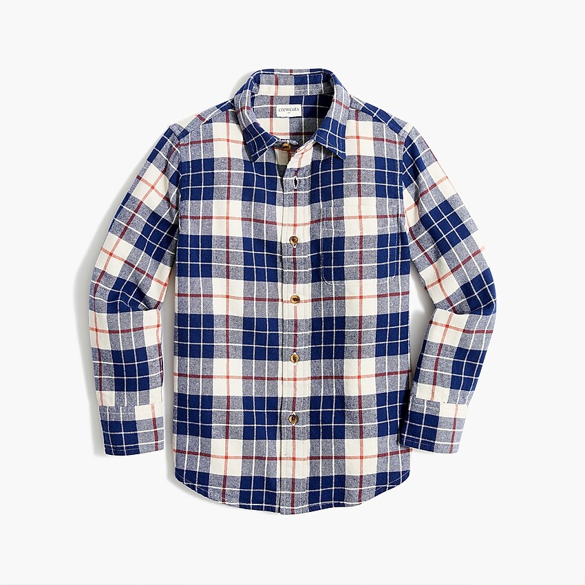 factory: boys' long-sleeve flannel shirt for boys, right side, view zoomed
