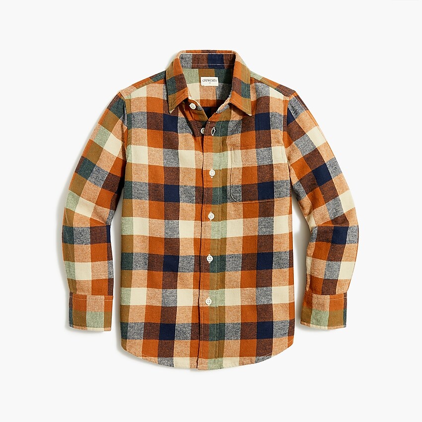 factory: boys' flannel shirt for boys, right side, view zoomed