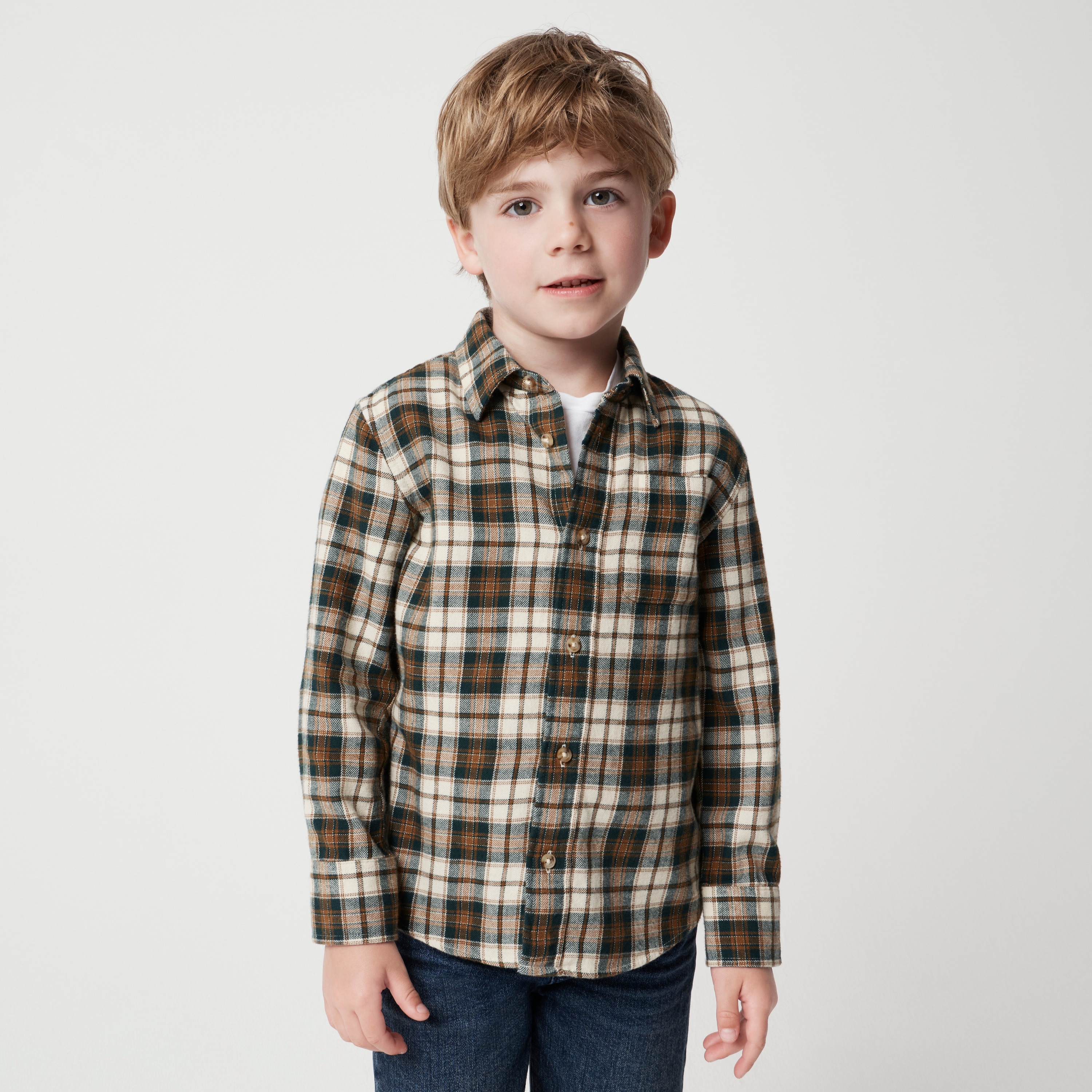 Boys' button-up flannel shirt