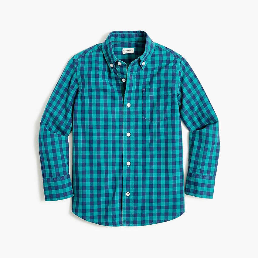 factory: boys' long-sleeve washed shirt for boys, right side, view zoomed