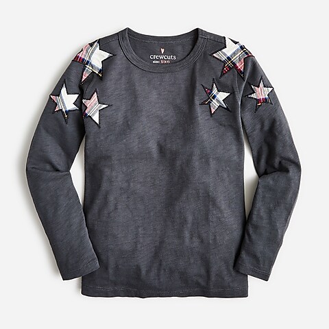 girls Girls' long-sleeve T-shirt with star patches