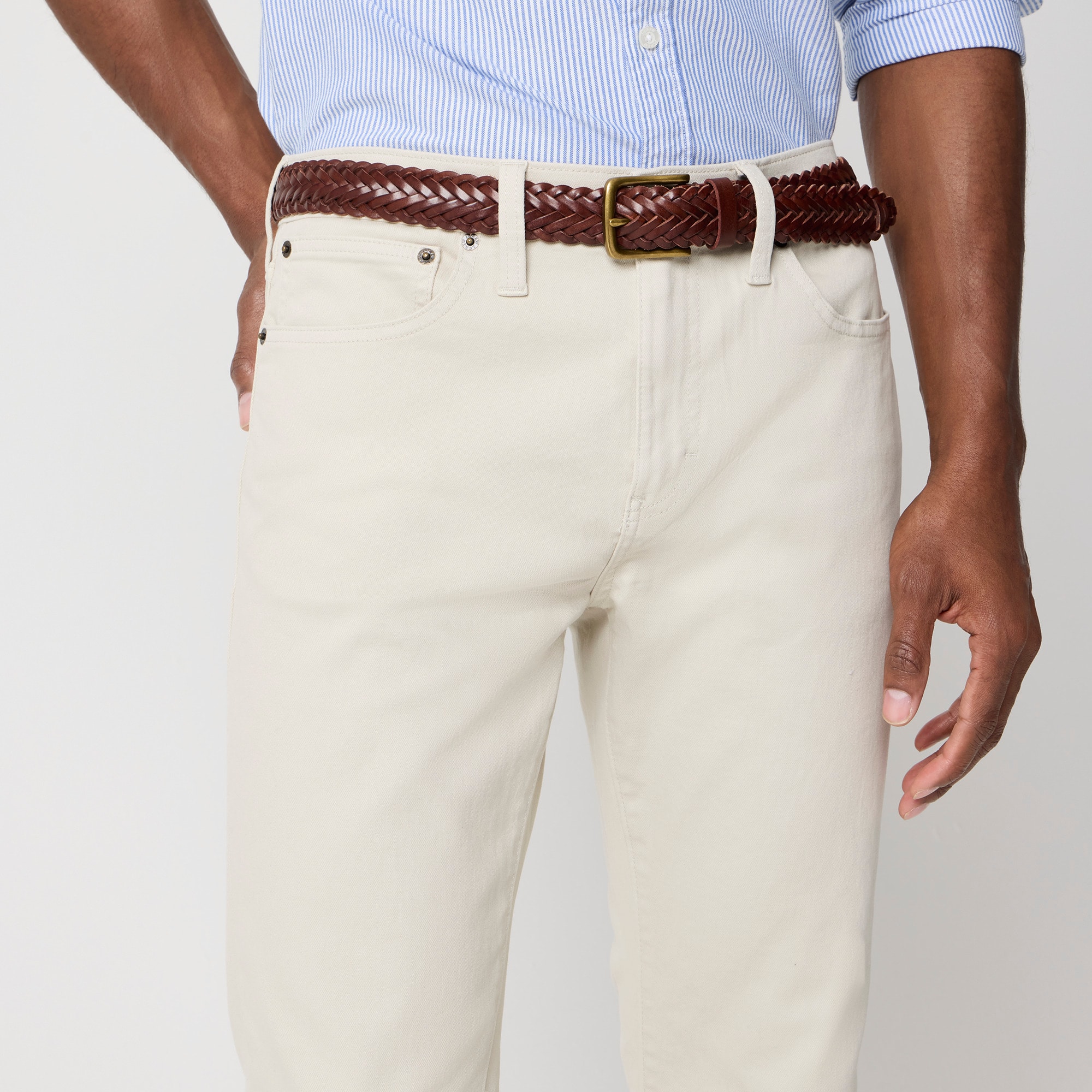 Slim-fit garment-dyed five-pocket pant