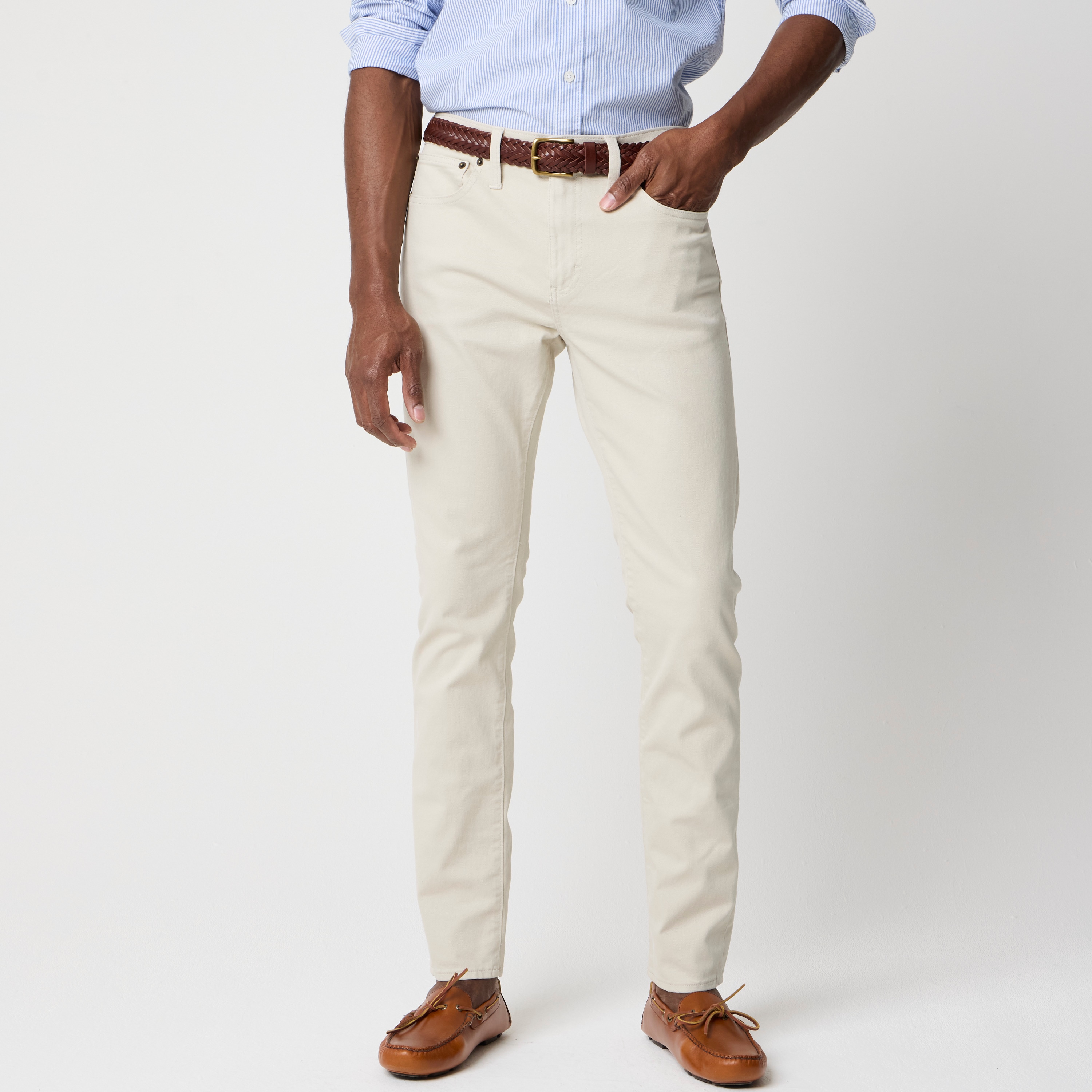 Slim-fit garment-dyed five-pocket pant