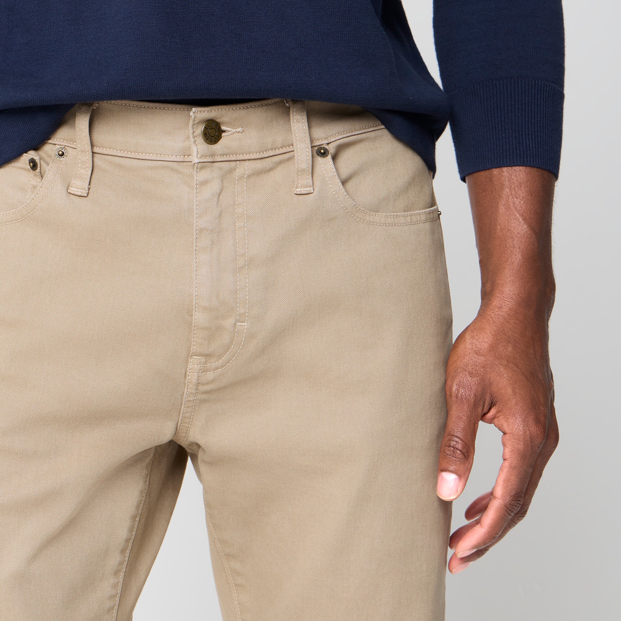 Slim-fit garment-dyed five-pocket pant
