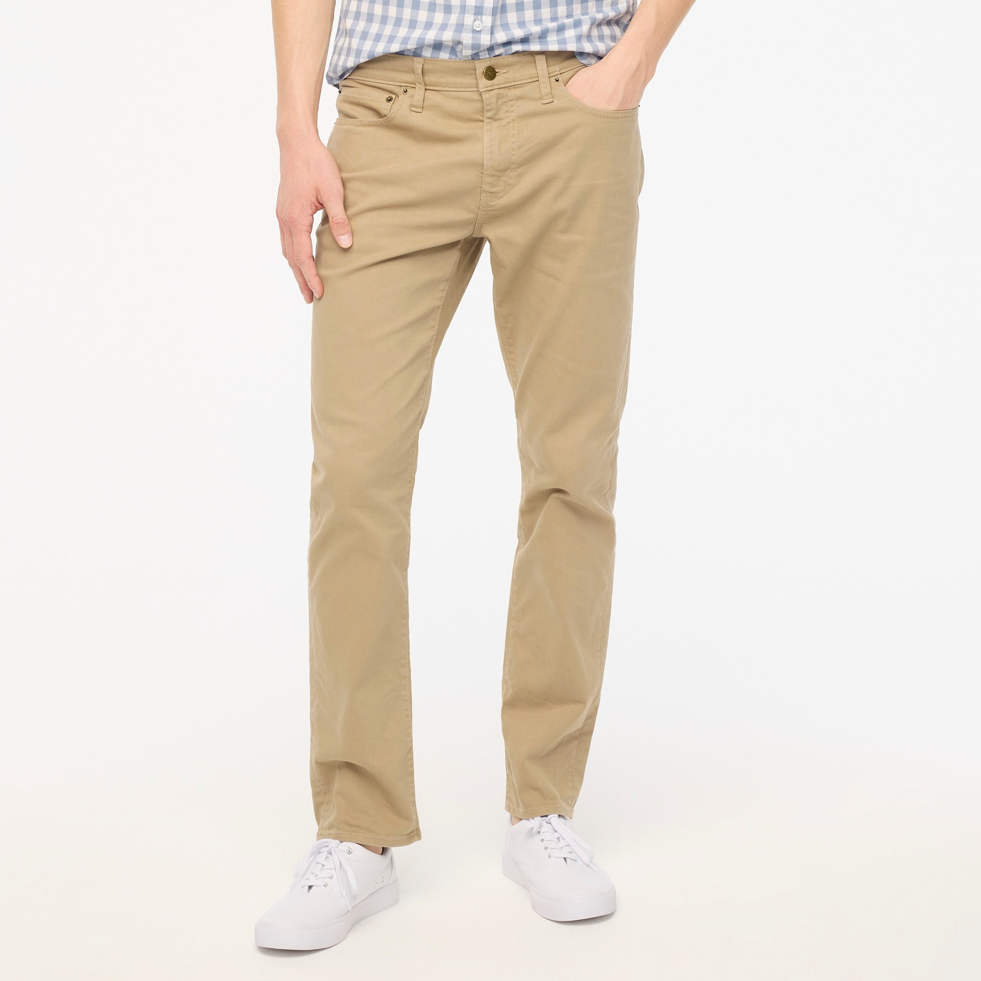 Slim-fit garment-dyed five-pocket pant