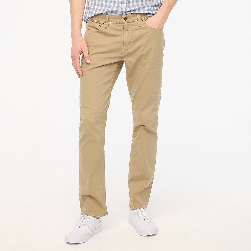 factory: slim-fit garment-dyed five-pocket pant for men, right side, view zoomed