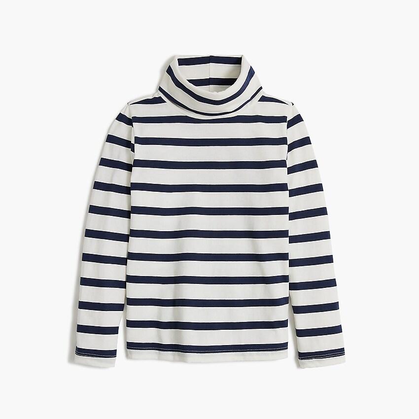 factory: girls' striped turtleneck for girls, right side, view zoomed