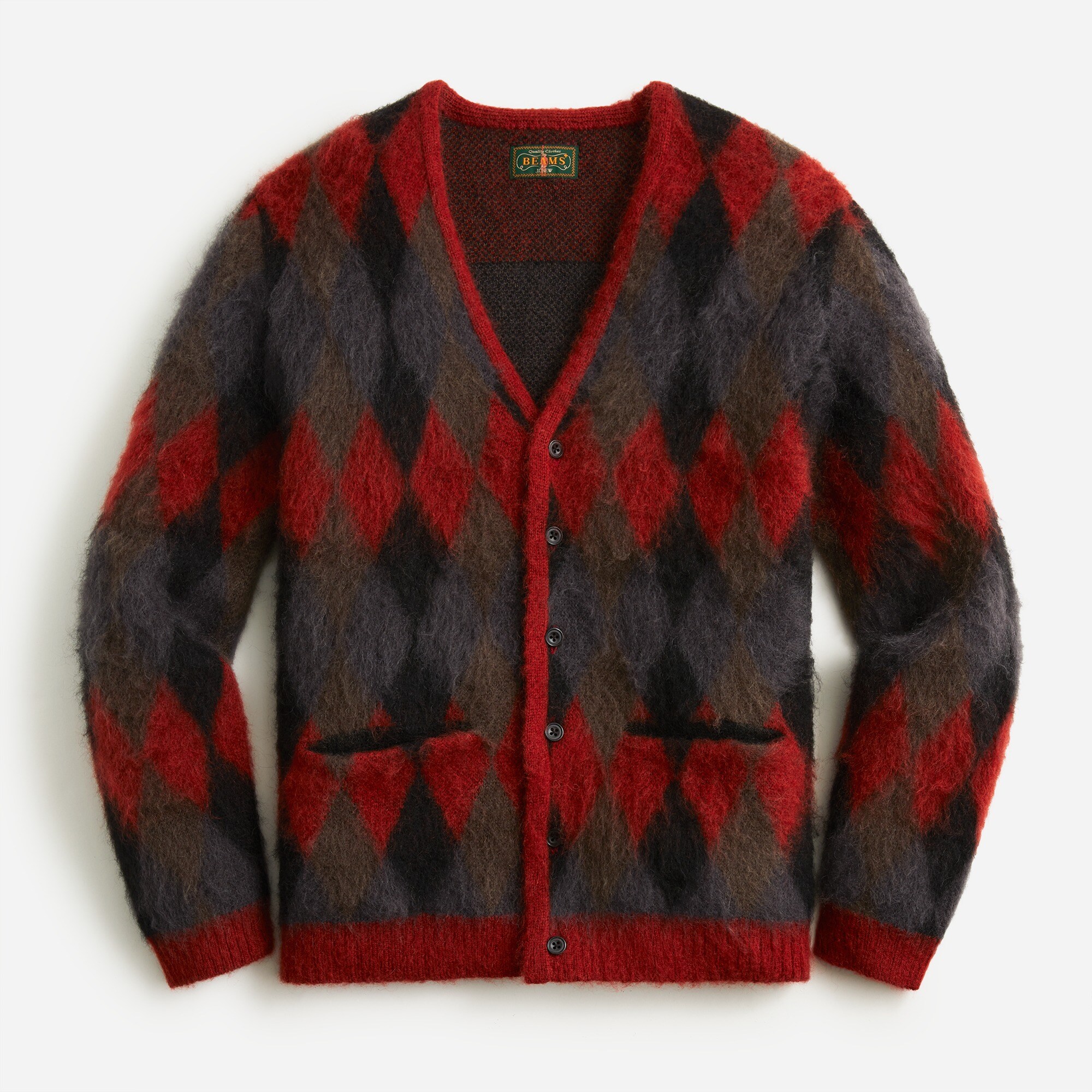 BEAMS PLUS X J.Crew argyle cardigan sweater in wool