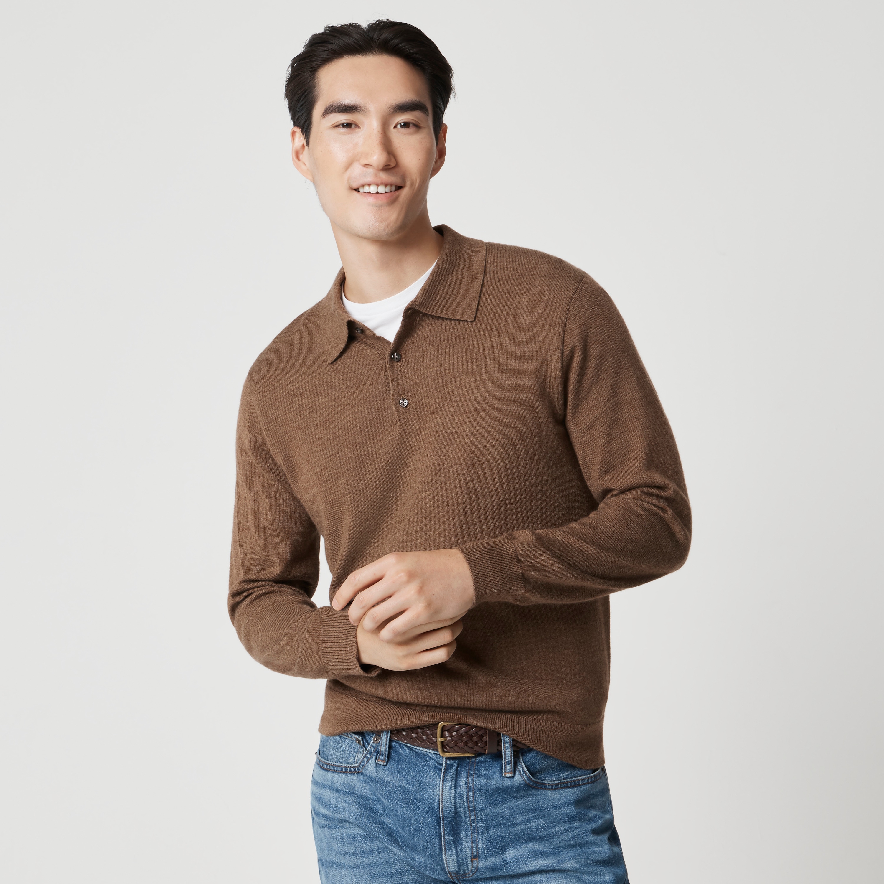 Merino wool-blend sweater-polo