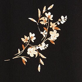 Printed ruffleneck shift dress BLACK CAMEL factory: printed ruffleneck shift dress for women
