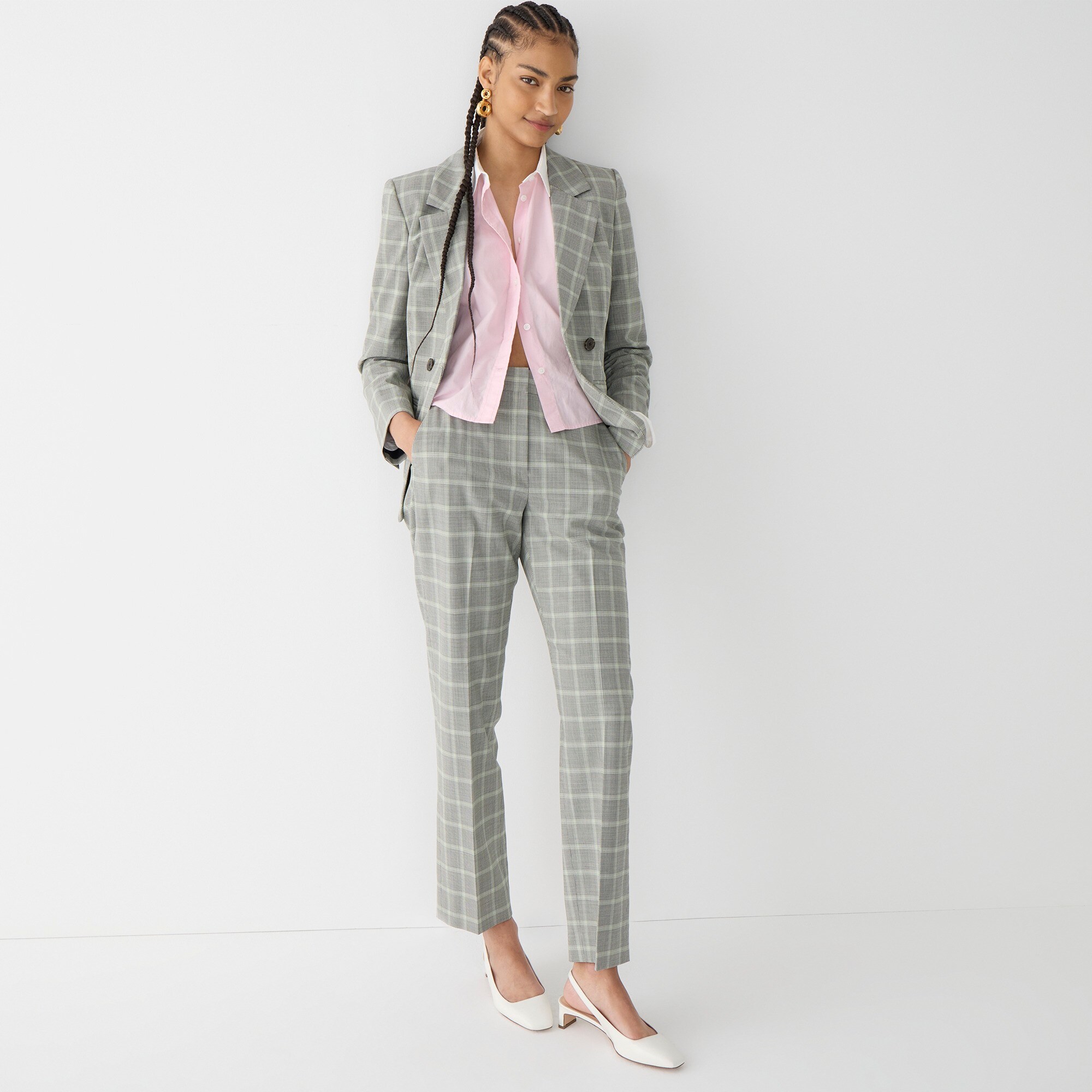 J.Crew Kate Straightleg Pant In Plaid Italian Stretch Wool For Women