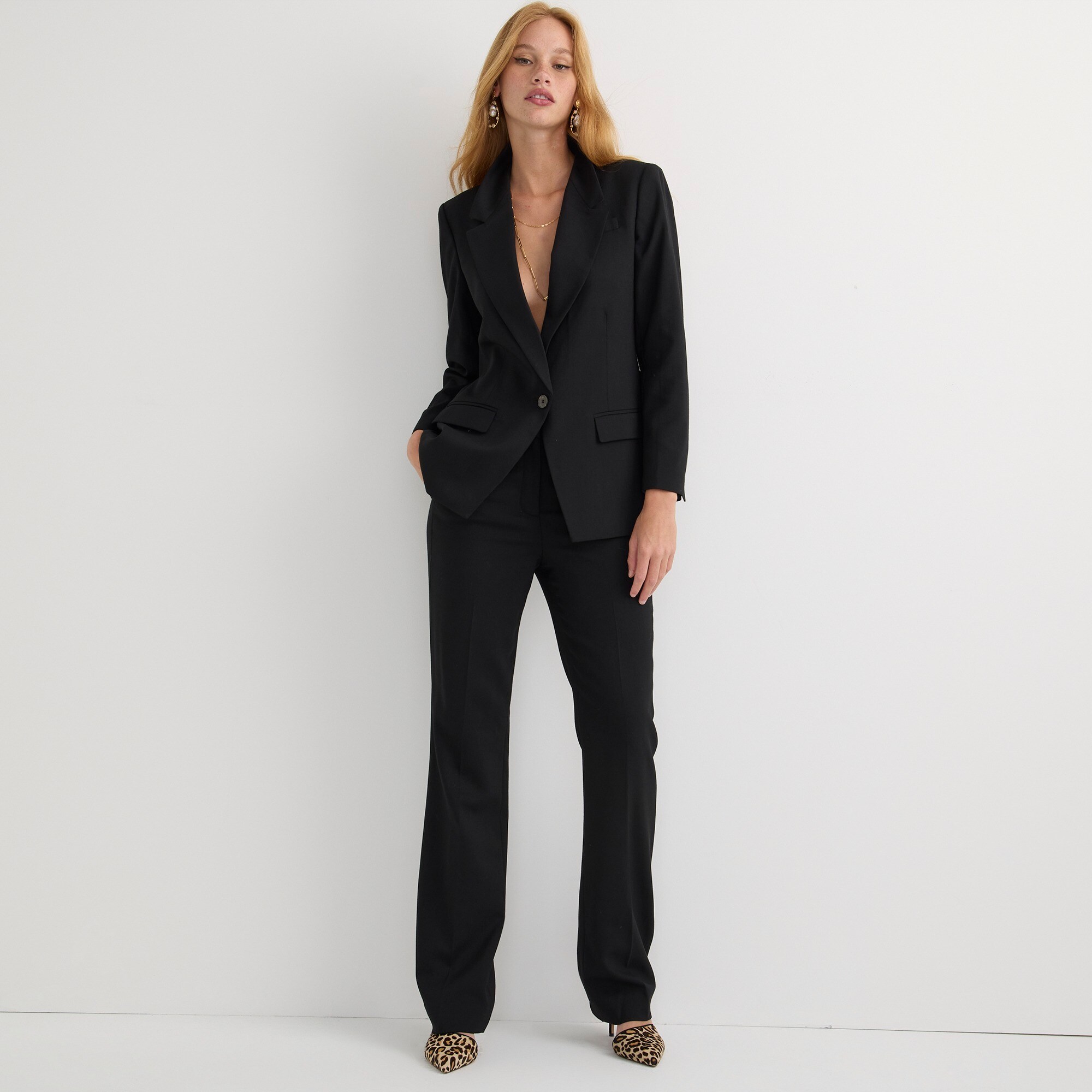 womens Willa full-length flare pant in Italian city wool