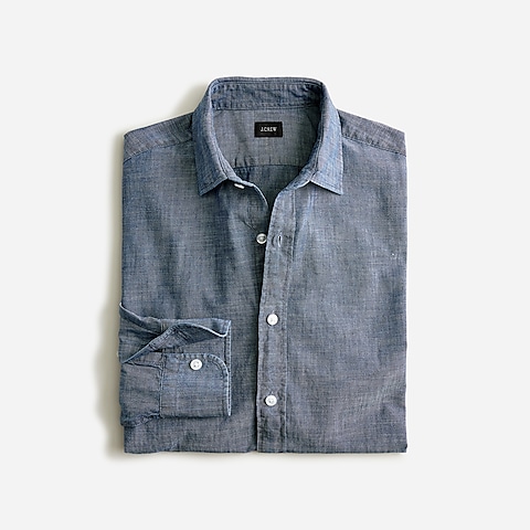 mens Bowery chambray shirt with spread collar