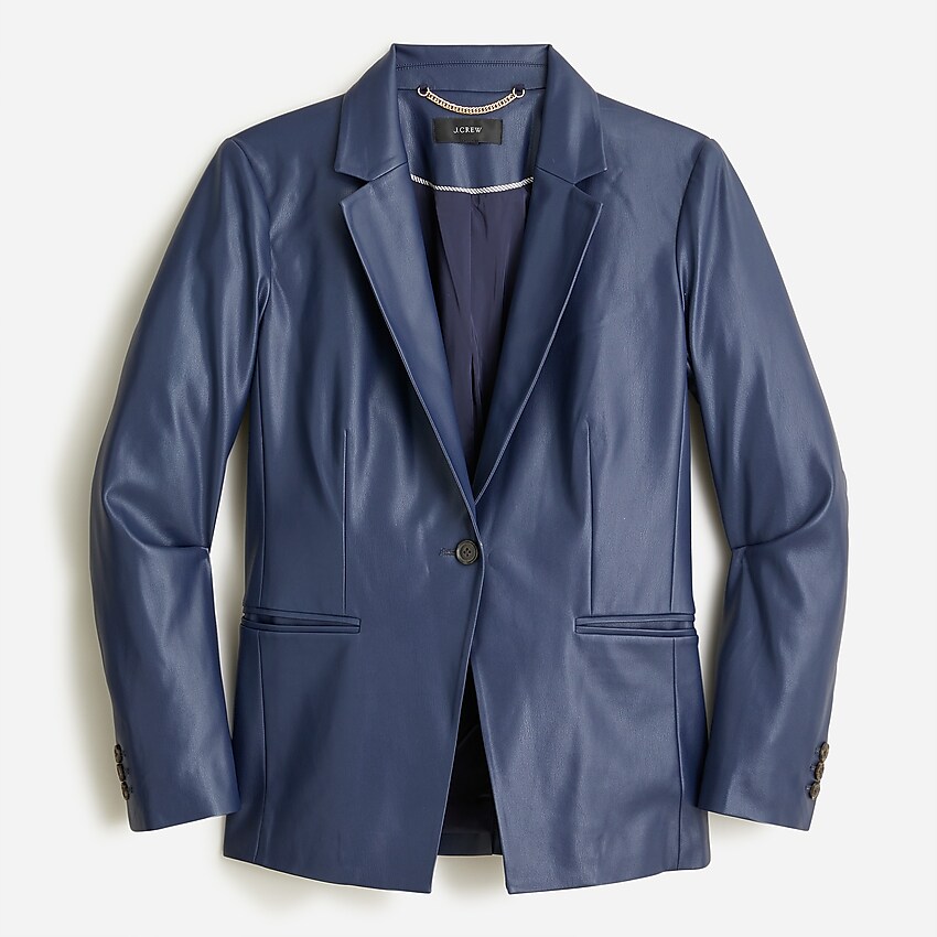 j.crew: limited-edition cutaway blazer in faux leather for women, right side, view zoomed