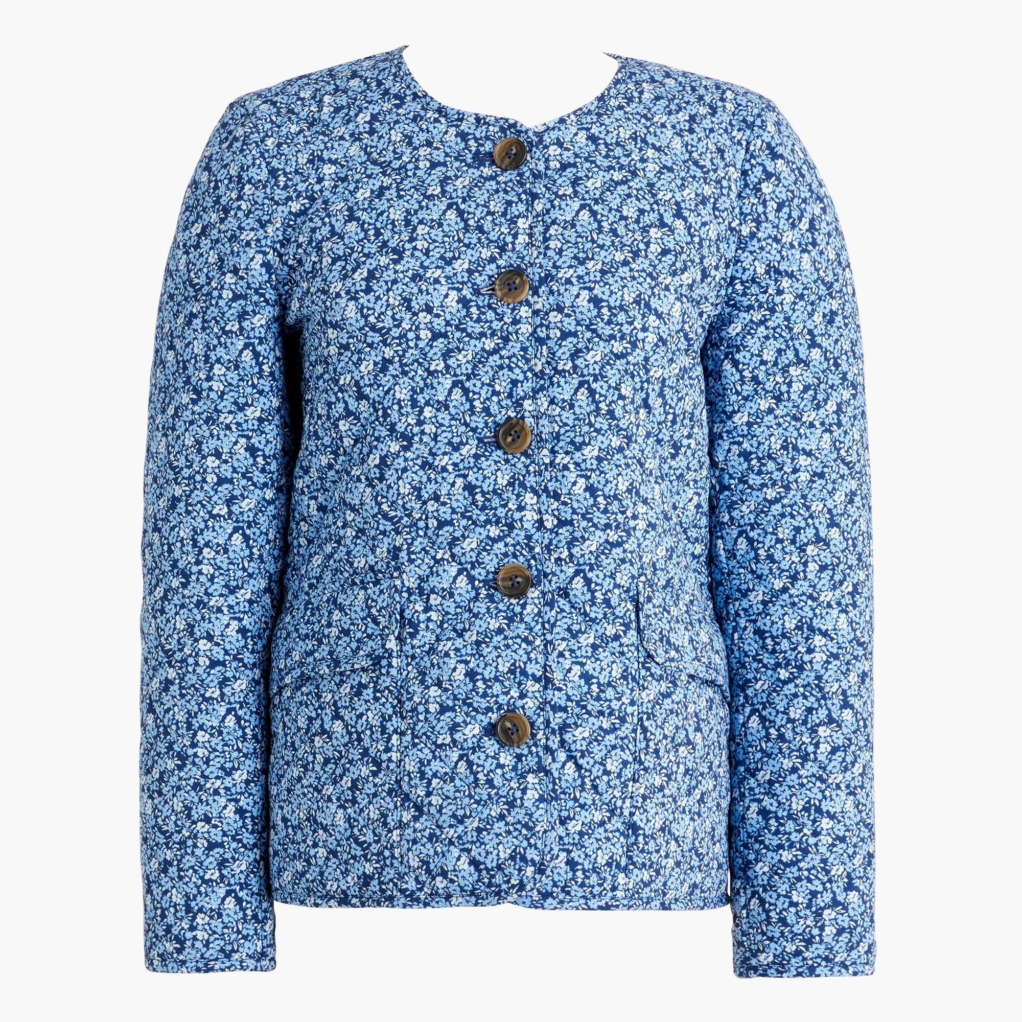 Short quilted cotton-blend jacket