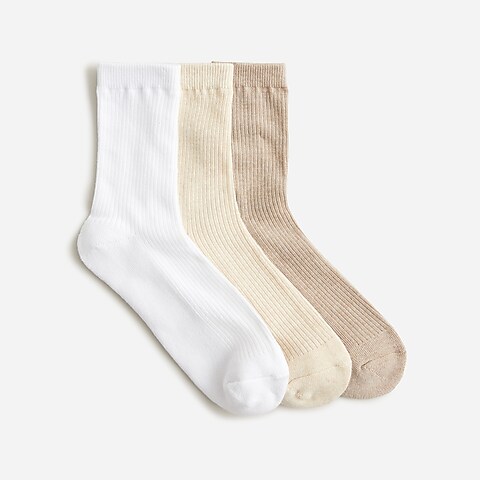 womens Athletic crew socks with stripes three-pack