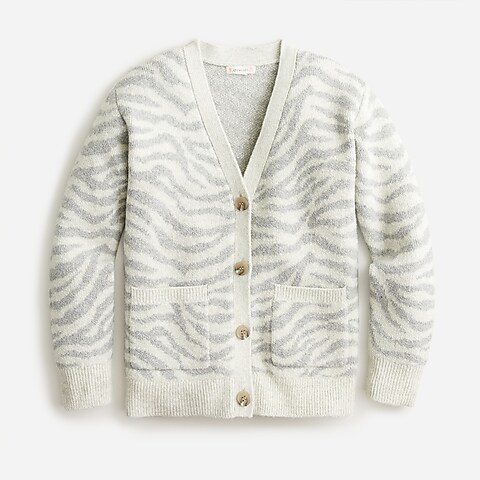 girls Girls' cotton cardigan sweater in zebra stripe