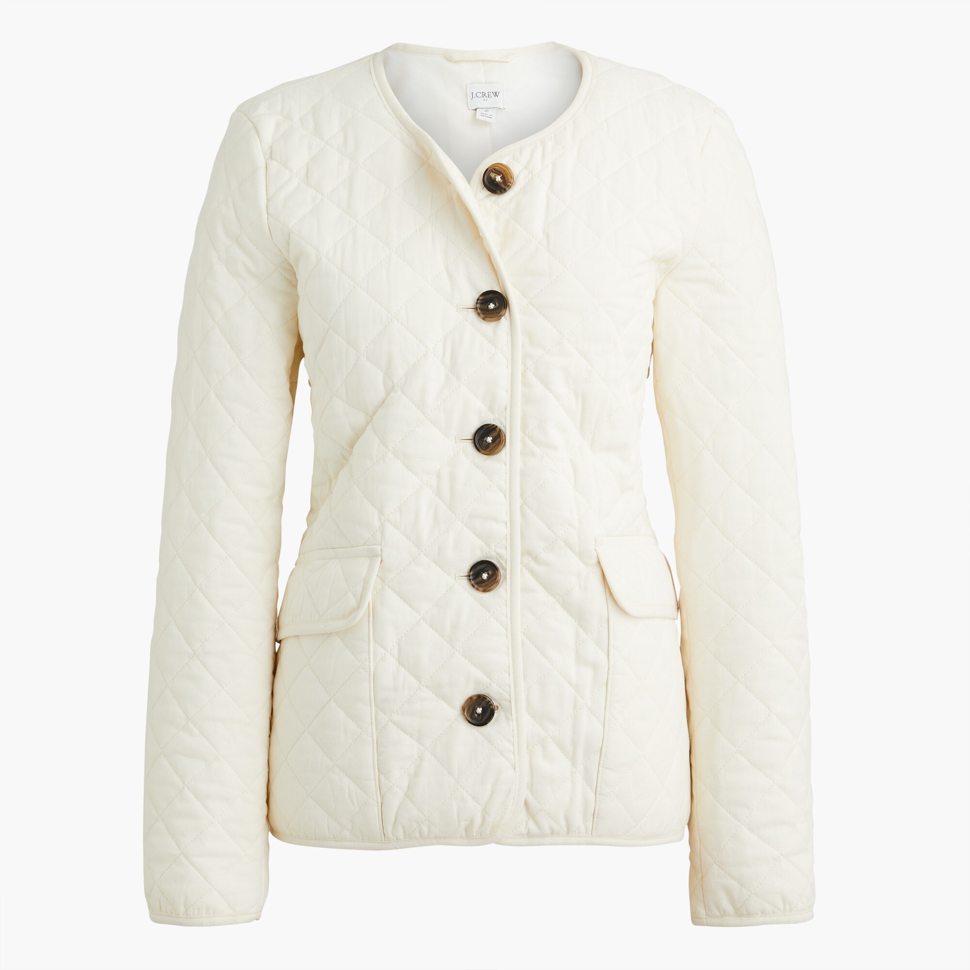 Short quilted cotton-blend jacket