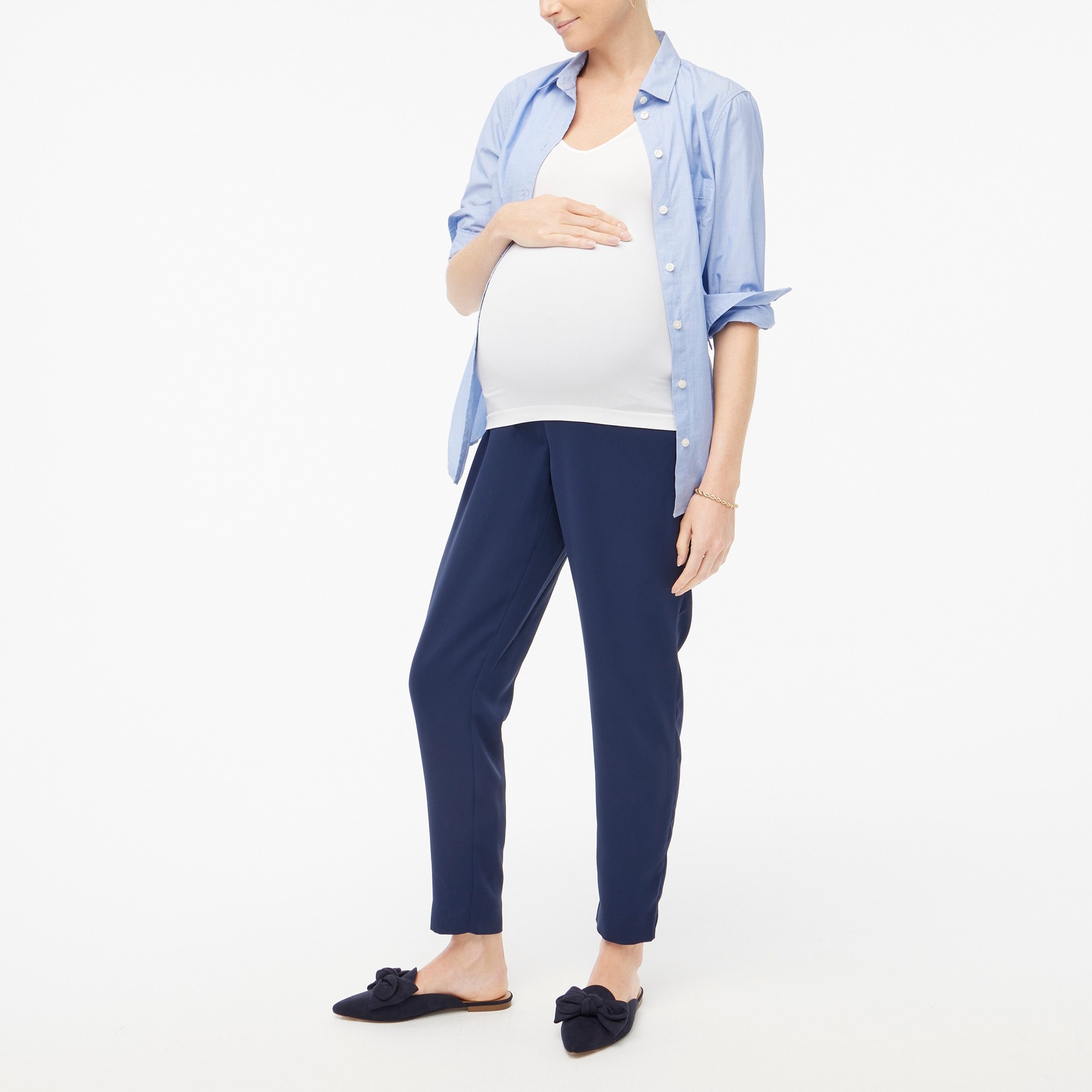 navy blue maternity dress pants Navy Blue Pleated Relax Fit Maternity Pants