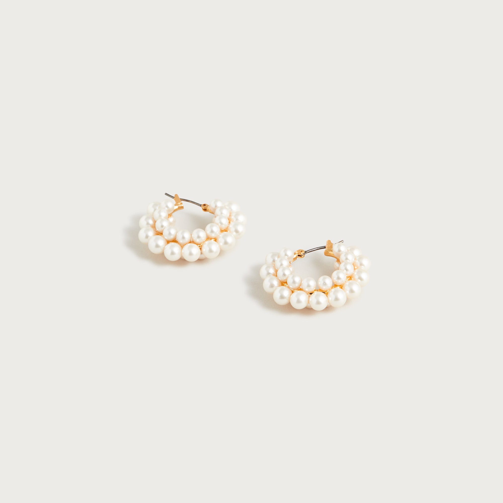 Layered mini-pearl hoop earrings