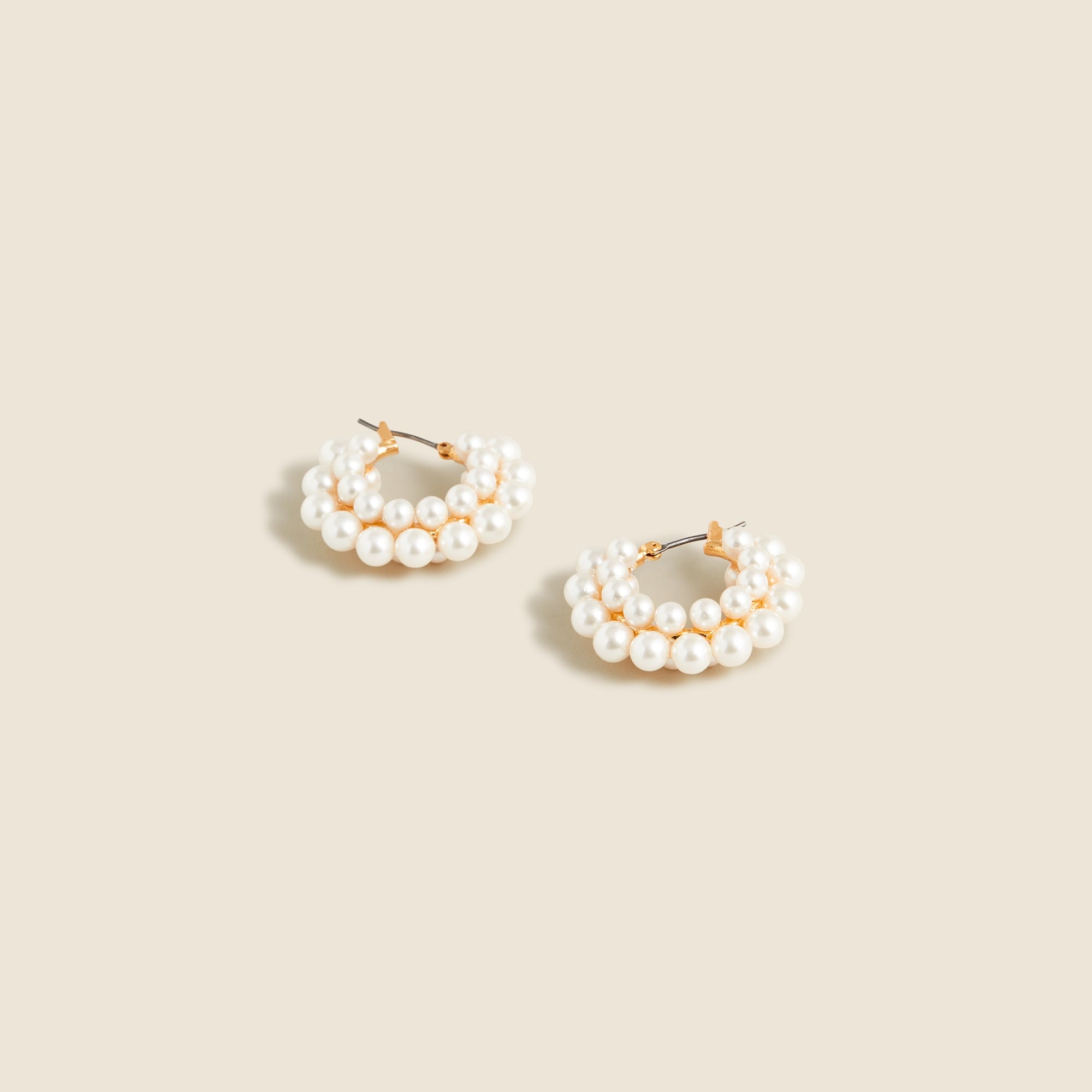 womens Layered mini-pearl hoop earrings