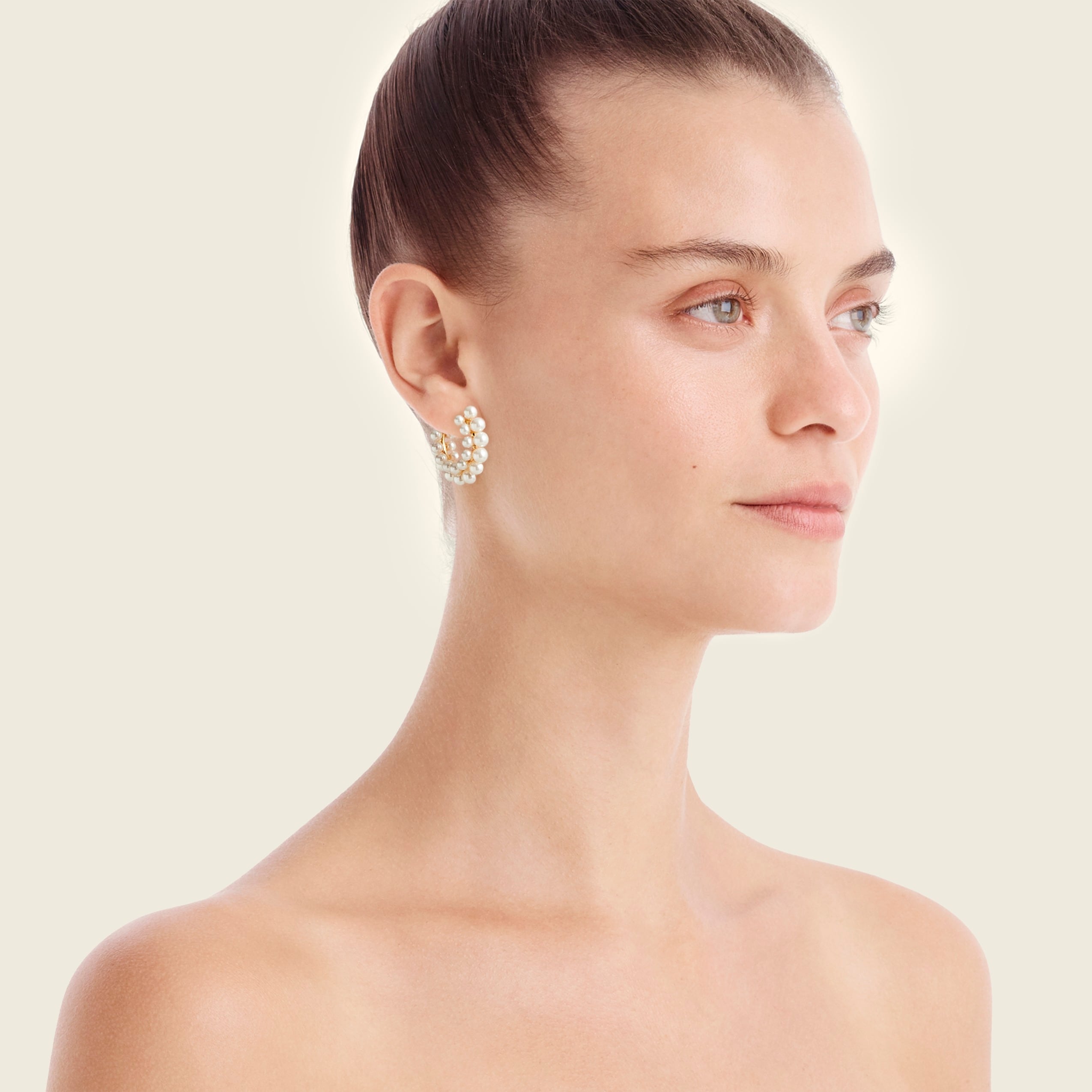 Layered mini-pearl hoop earrings