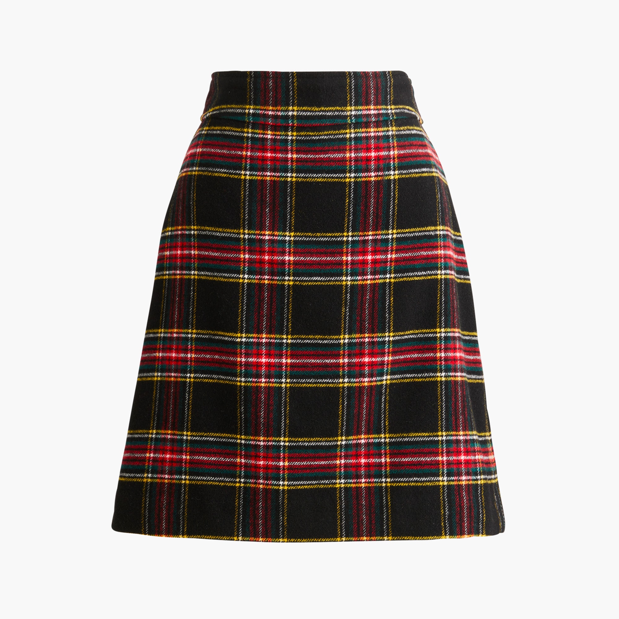 Plaid wool-blend A-line mini skirt