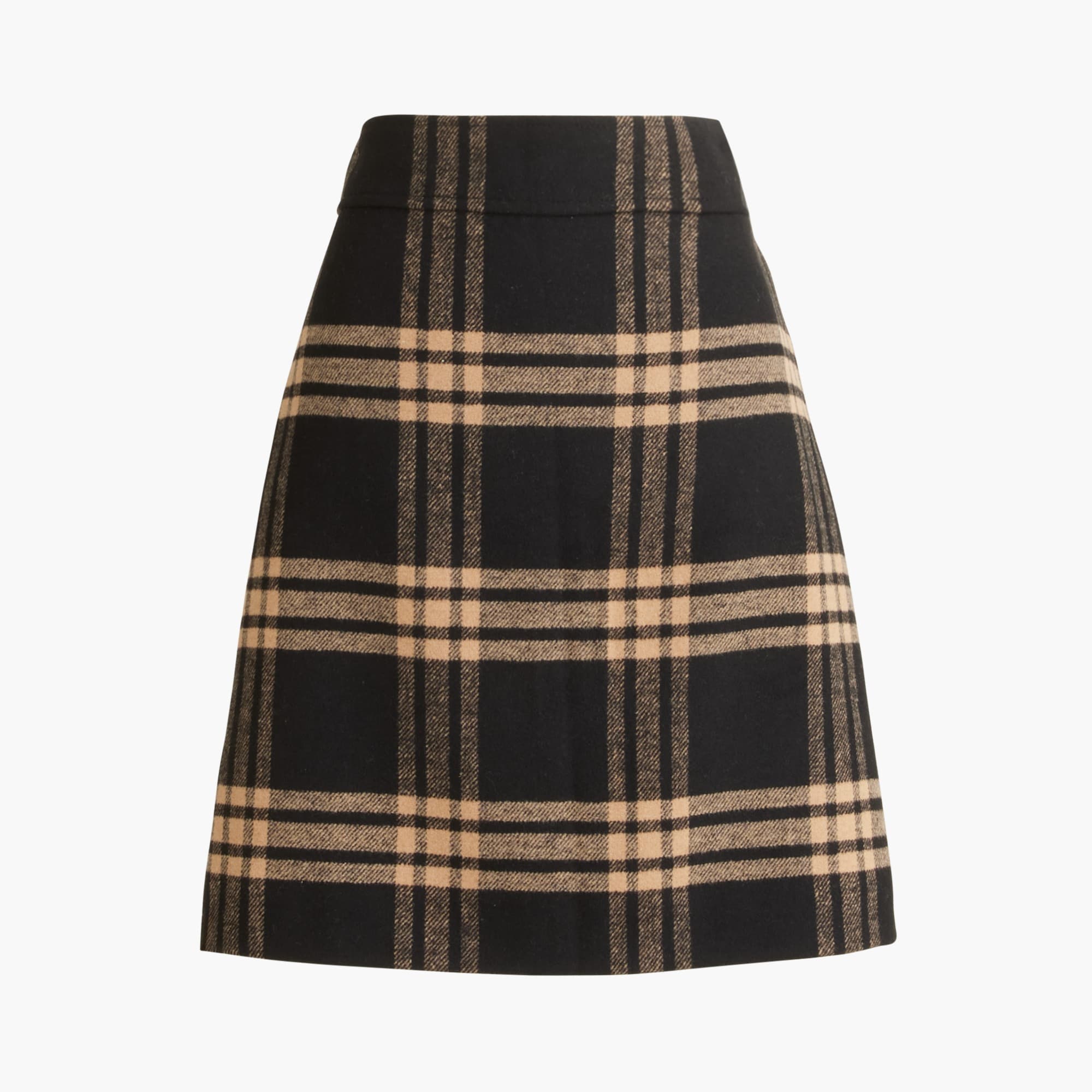 Plaid wool-blend A-line mini skirt