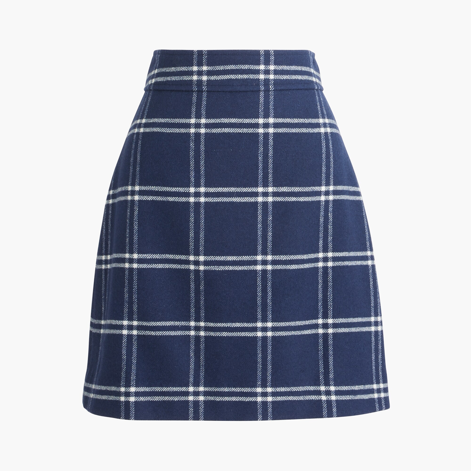 Plaid wool-blend A-line mini skirt